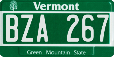 VT license plate BZA267