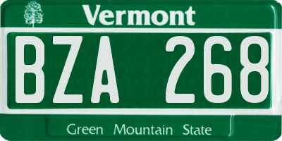 VT license plate BZA268