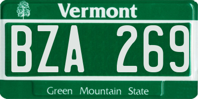 VT license plate BZA269