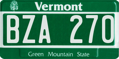 VT license plate BZA270