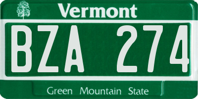 VT license plate BZA274