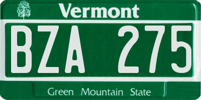 VT license plate BZA275