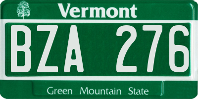 VT license plate BZA276