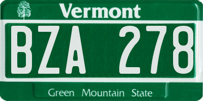VT license plate BZA278
