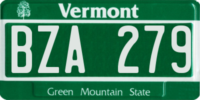 VT license plate BZA279