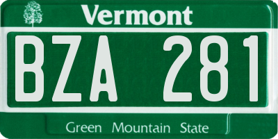 VT license plate BZA281