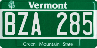 VT license plate BZA285