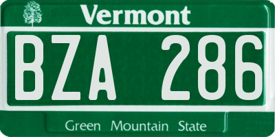 VT license plate BZA286