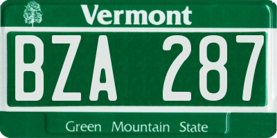 VT license plate BZA287