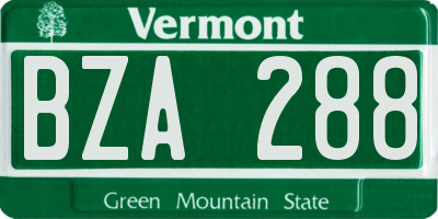 VT license plate BZA288