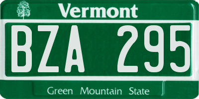VT license plate BZA295