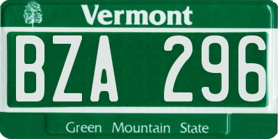 VT license plate BZA296