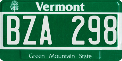 VT license plate BZA298