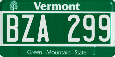 VT license plate BZA299