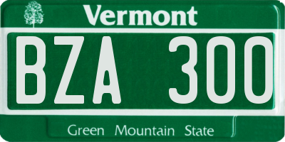 VT license plate BZA300