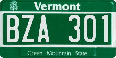 VT license plate BZA301