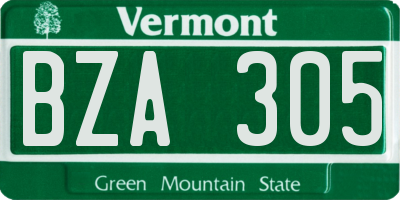 VT license plate BZA305