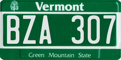VT license plate BZA307