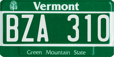 VT license plate BZA310
