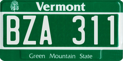 VT license plate BZA311