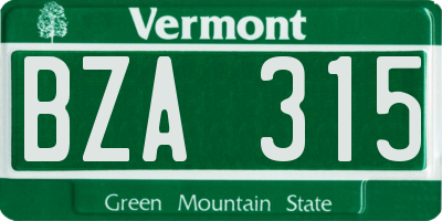 VT license plate BZA315
