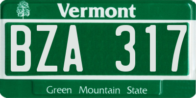 VT license plate BZA317