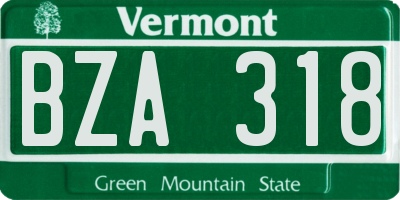 VT license plate BZA318