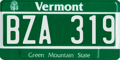 VT license plate BZA319