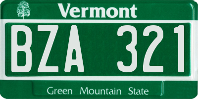 VT license plate BZA321