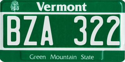 VT license plate BZA322