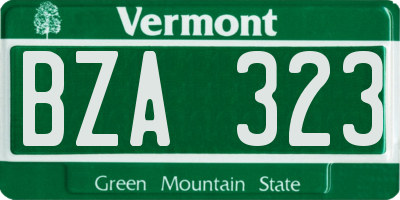 VT license plate BZA323