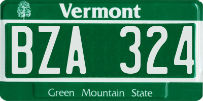 VT license plate BZA324