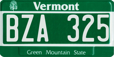 VT license plate BZA325