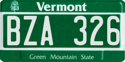 VT license plate BZA326