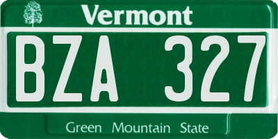 VT license plate BZA327
