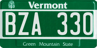 VT license plate BZA330