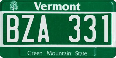 VT license plate BZA331