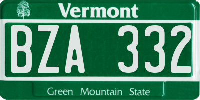 VT license plate BZA332