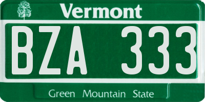 VT license plate BZA333