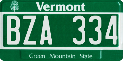 VT license plate BZA334