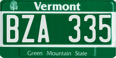VT license plate BZA335