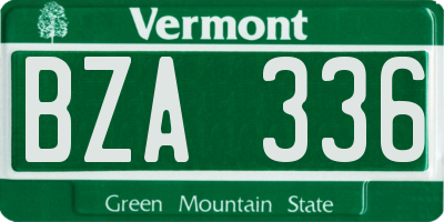 VT license plate BZA336