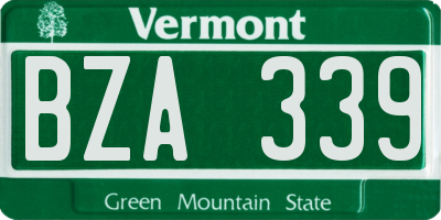 VT license plate BZA339