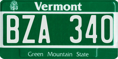 VT license plate BZA340