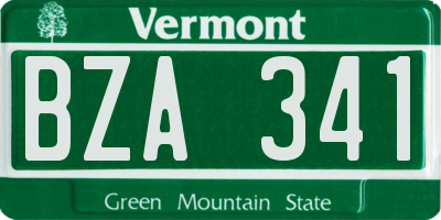 VT license plate BZA341