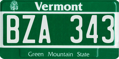 VT license plate BZA343