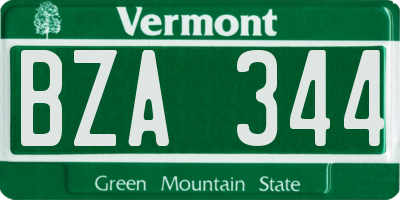 VT license plate BZA344