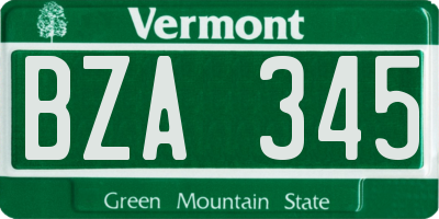VT license plate BZA345