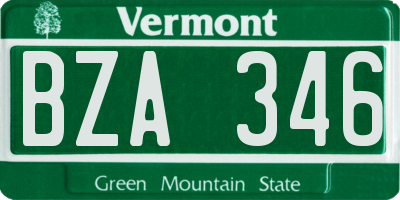 VT license plate BZA346