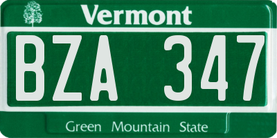 VT license plate BZA347